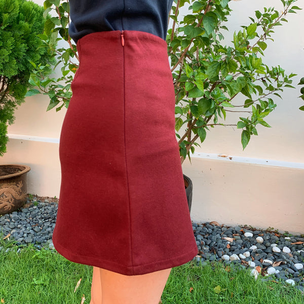 Wine Red A-line Skirt