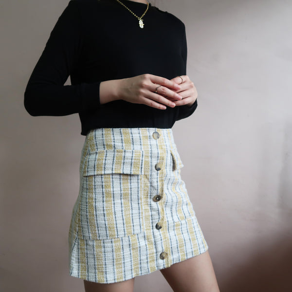 Mango yellow striped skirt