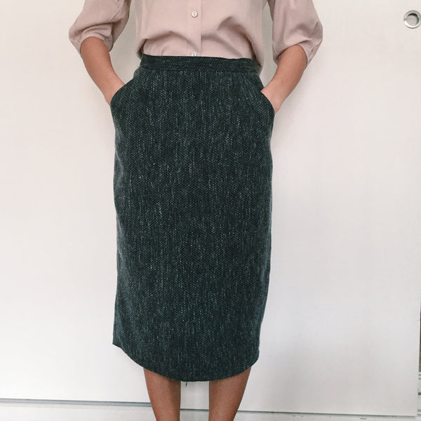 Grey Tweed Midi Skirt