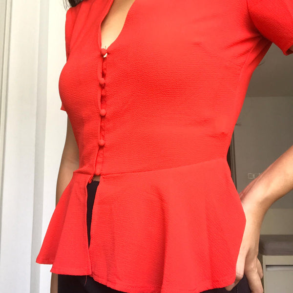 Missguided red peplum top