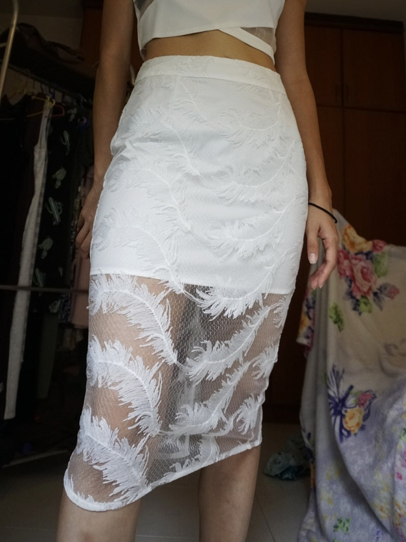 White Layered Lace Skirt