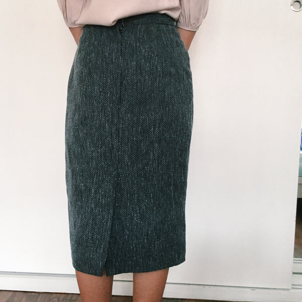 Grey Tweed Midi Skirt