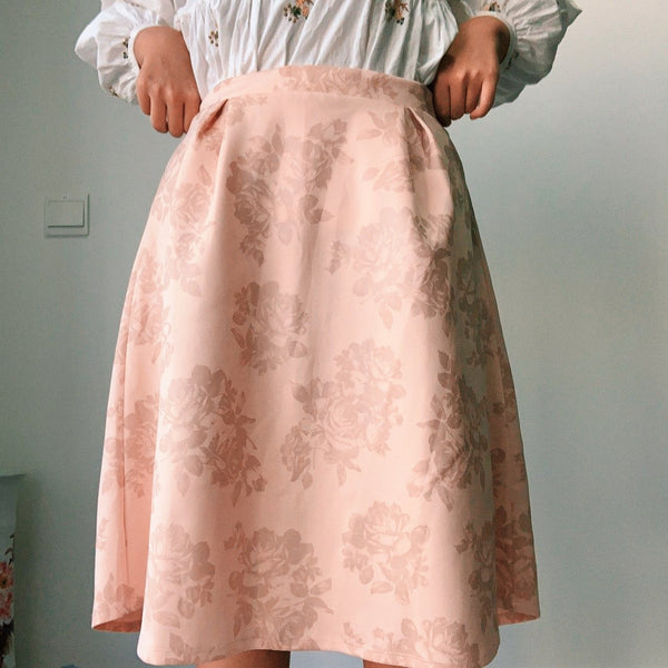 Dorothy Perkin Champagne Pink Midi Skirt with Rose Details