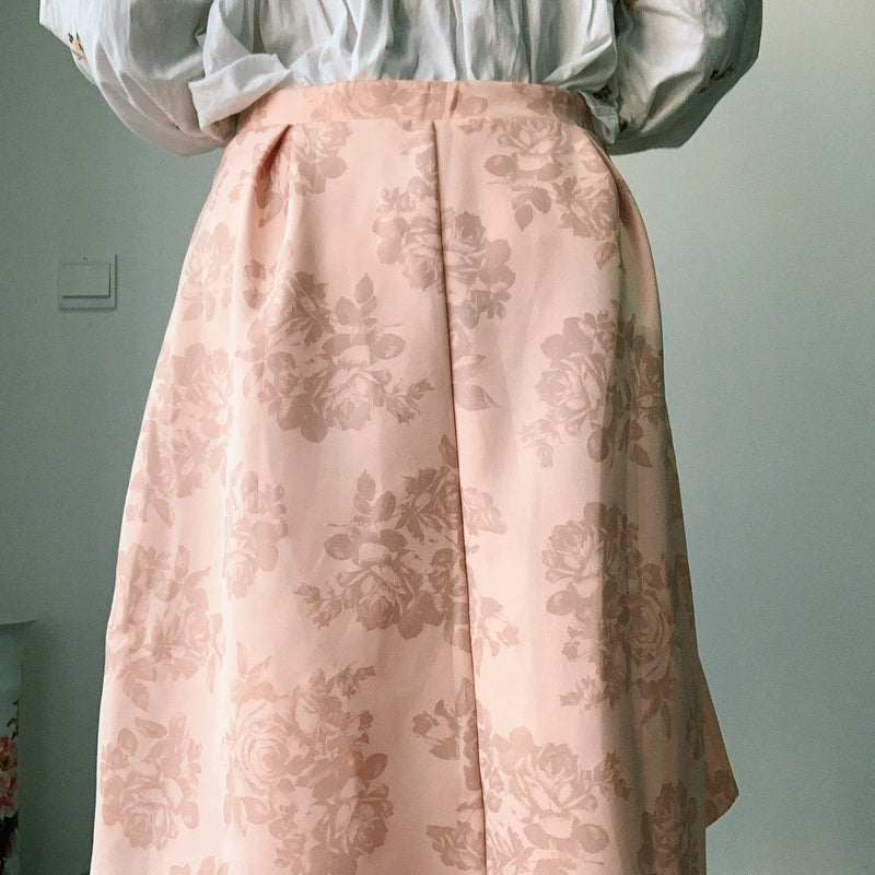 Dorothy Perkin Champagne Pink Midi Skirt with Rose Details