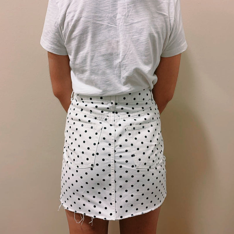 Topshop Polka Dotted Denim Skirt
