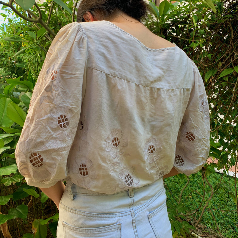 eley kishimoto silk sunflower embroidered blouse